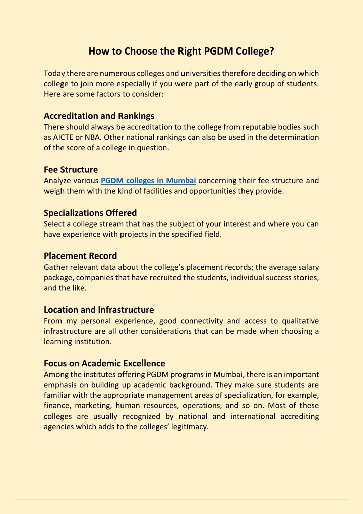 how to choose the right pgdm college n.w