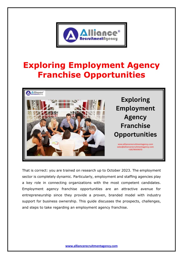 exploring employment agency franchise n.w