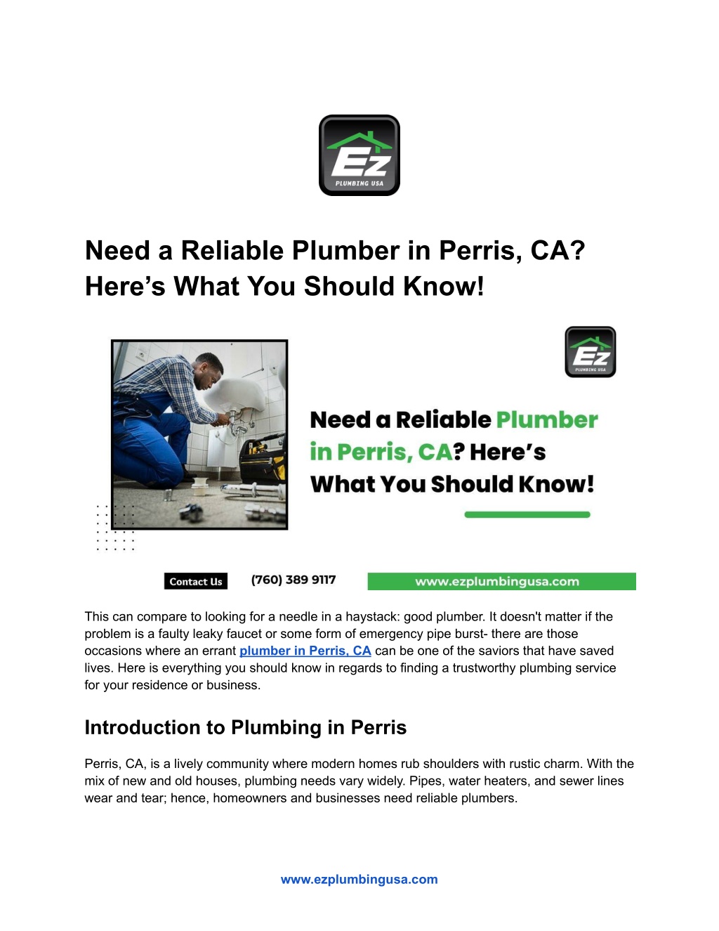 need a reliable plumber in perris ca here s what l.w