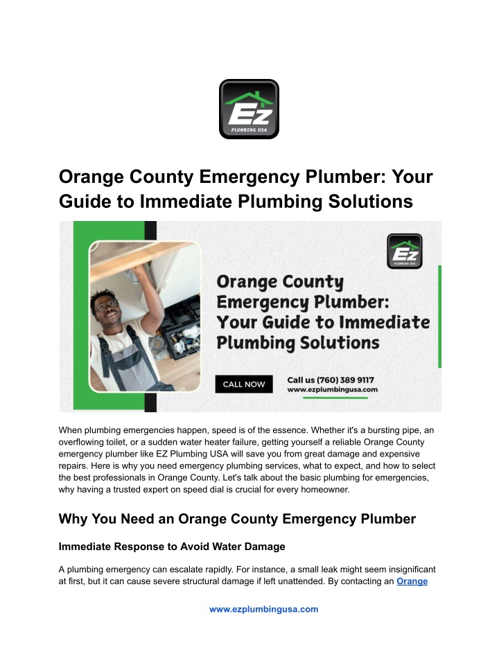 orange county emergency plumber your guide n.w