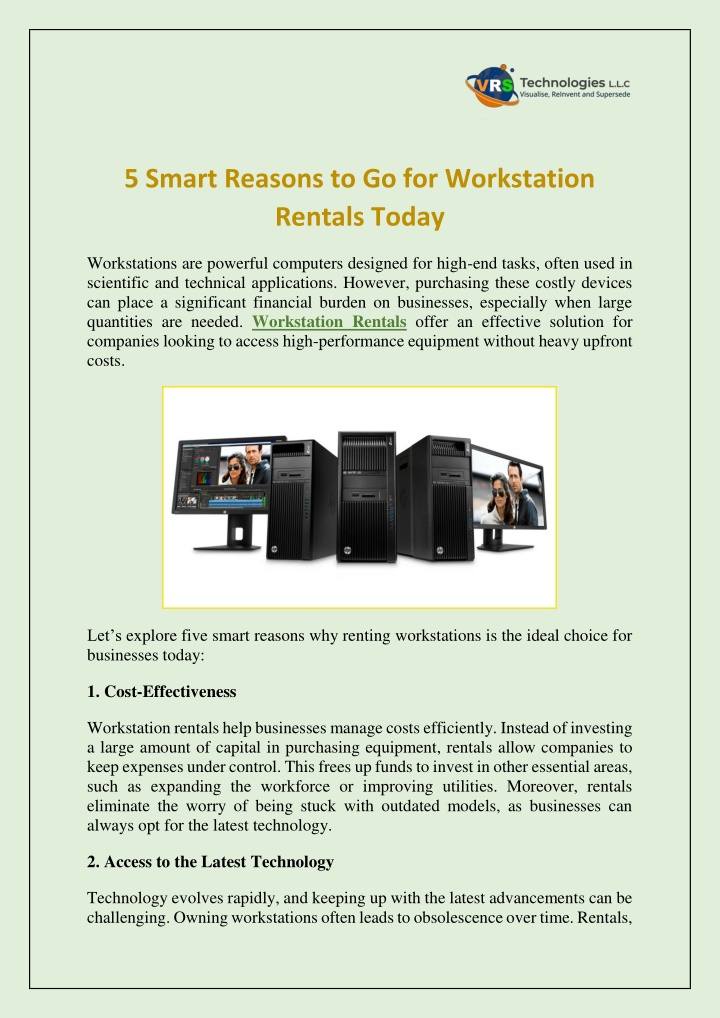 5 smart reasons to go for workstation rentals n.w