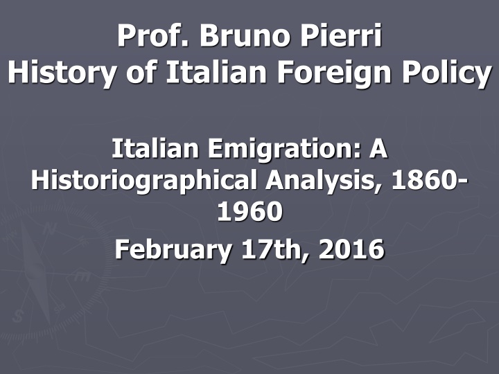 Italian Emigration: A Historical Analysis, 1860-1961