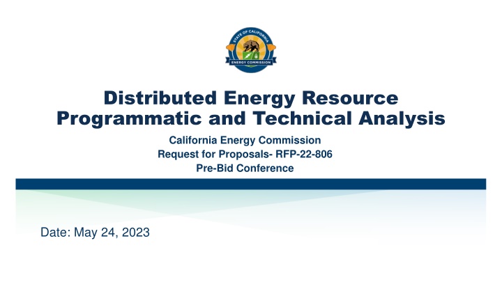 Distributed Energy Resource Programmatic and Technical Analysis RFP-22-806 Overview