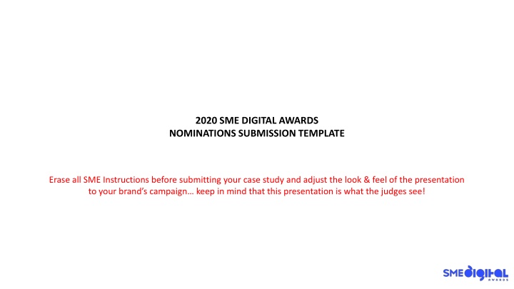 2020 SME Digital Awards Nominations Submission Guidelines