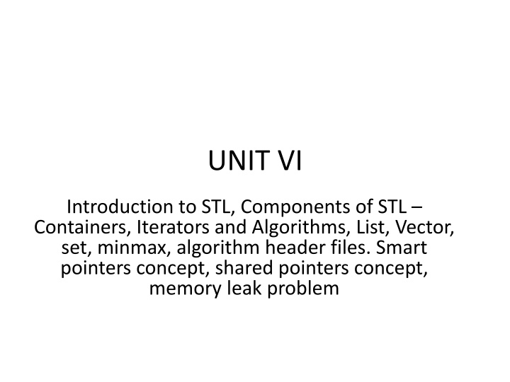 STL in C++: Containers, Iterators, Algorithms, and Smart Pointers