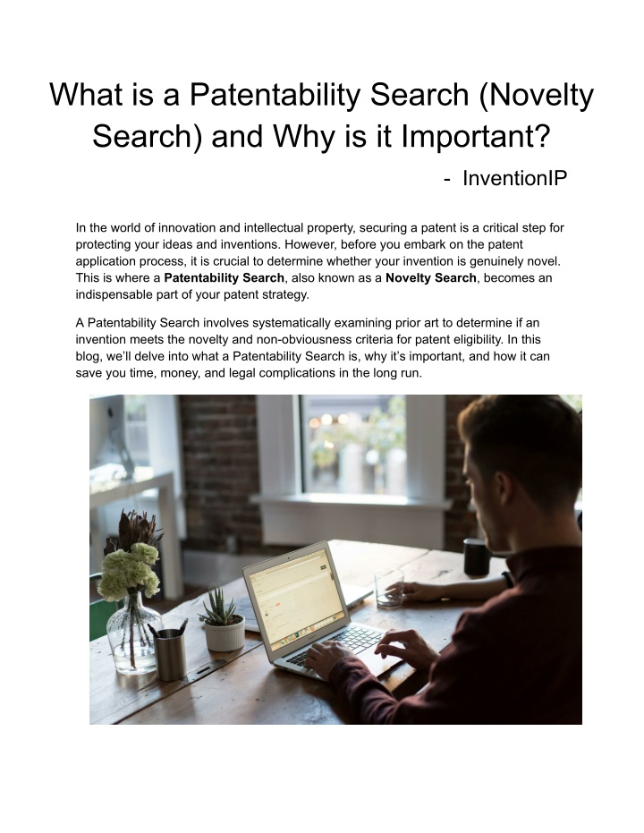 what is a patentability search novelty search n.w