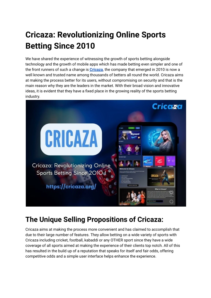 cricaza revolutionizing online sports betting n.w