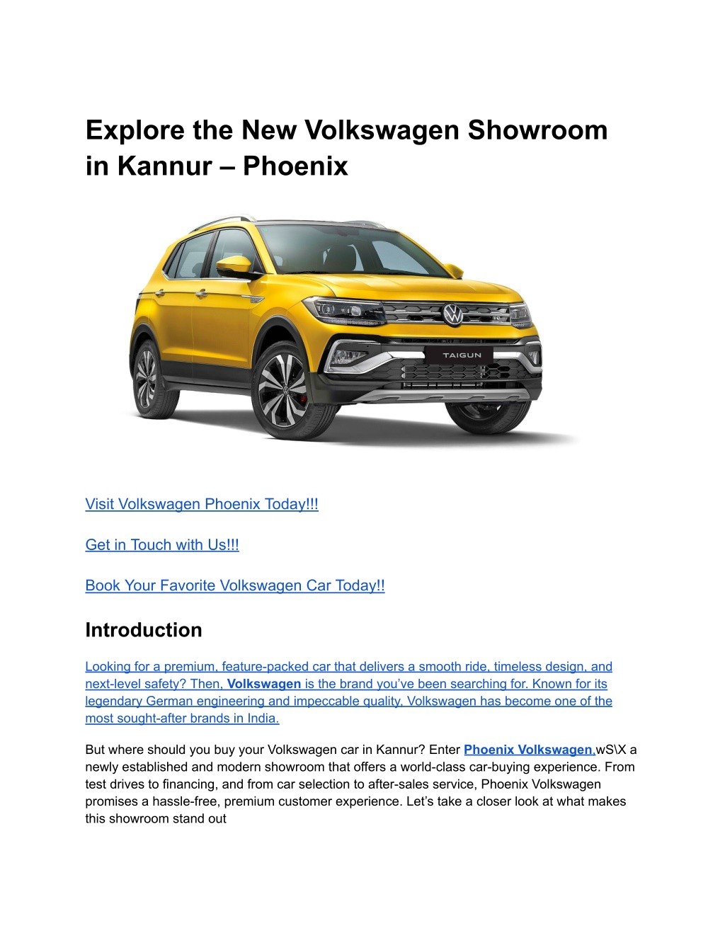 explore the new volkswagen showroom in kannur l.w