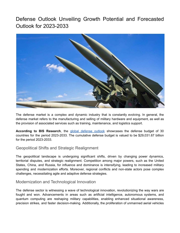 defense outlook unveiling growth potential n.w
