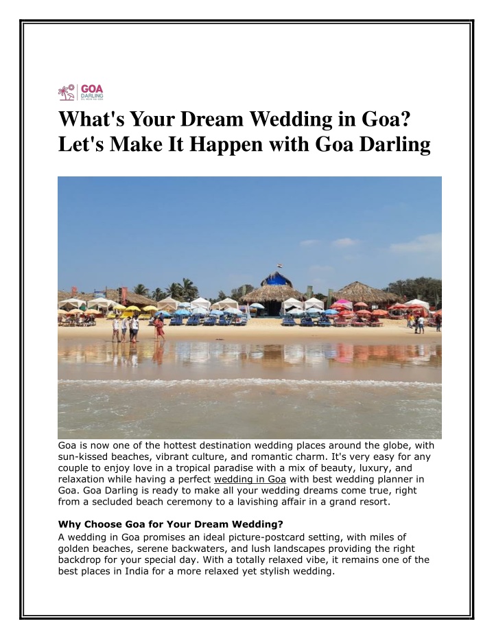 what s your dream wedding in goa let s make n.w