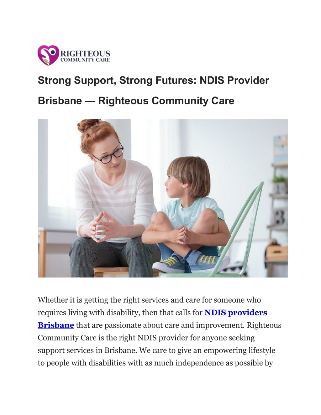 strong support strong futures ndis provider l.w