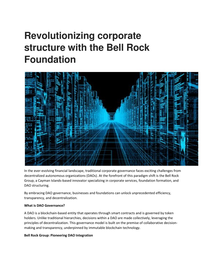 revolutionizing corporate structure with the bell n.w