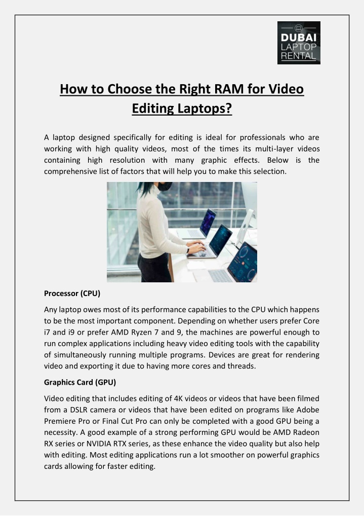 how to choose the right ram for video editing n.w