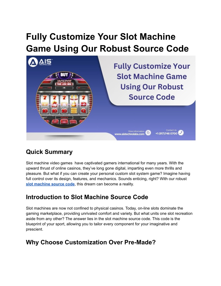 fully customize your slot machine game using n.w