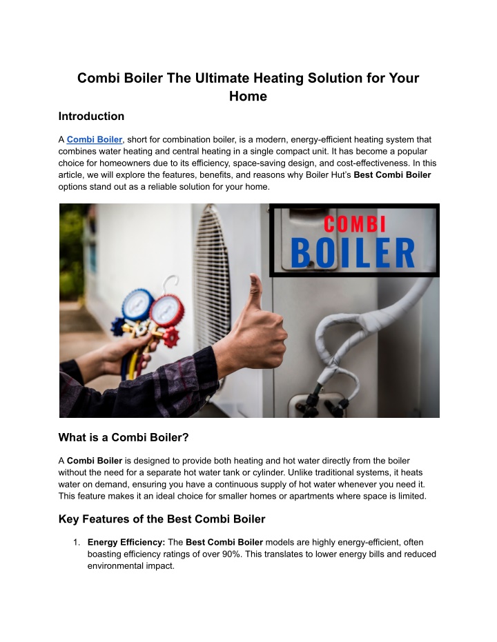 combi boiler the ultimate heating solution n.w