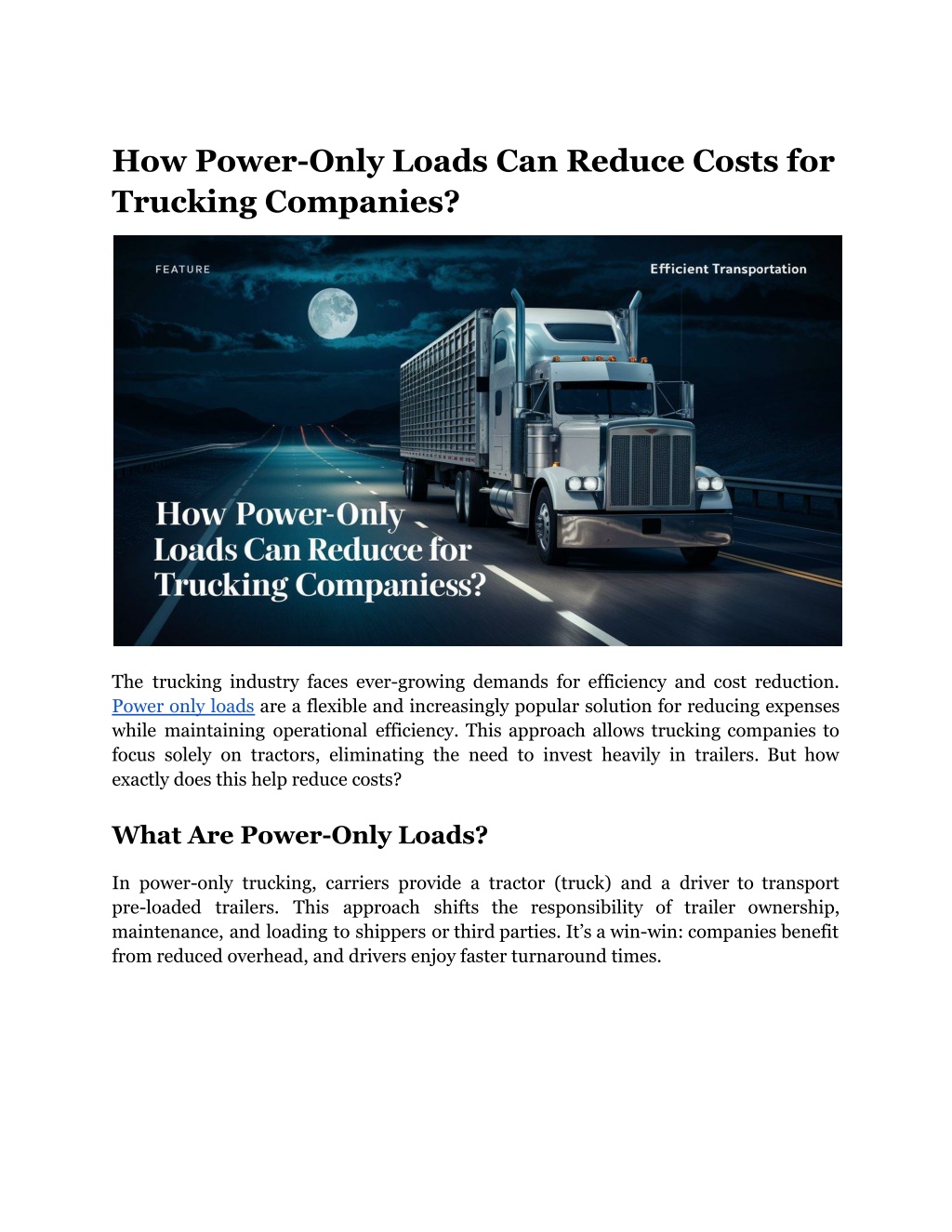 how power only loads can reduce costs l.w