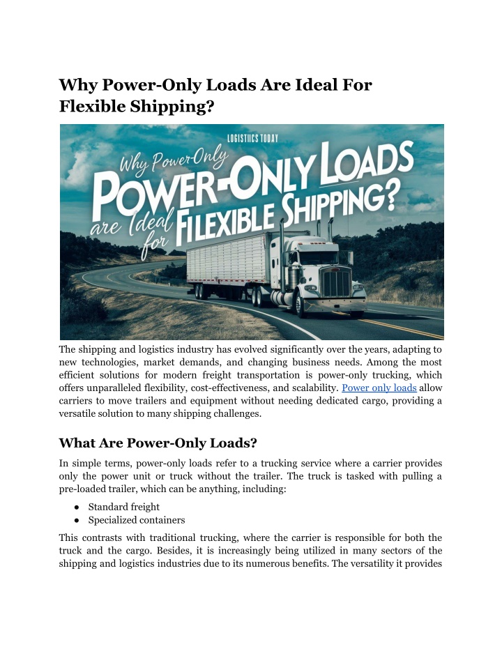 why power only loads are ideal for flexible n.w