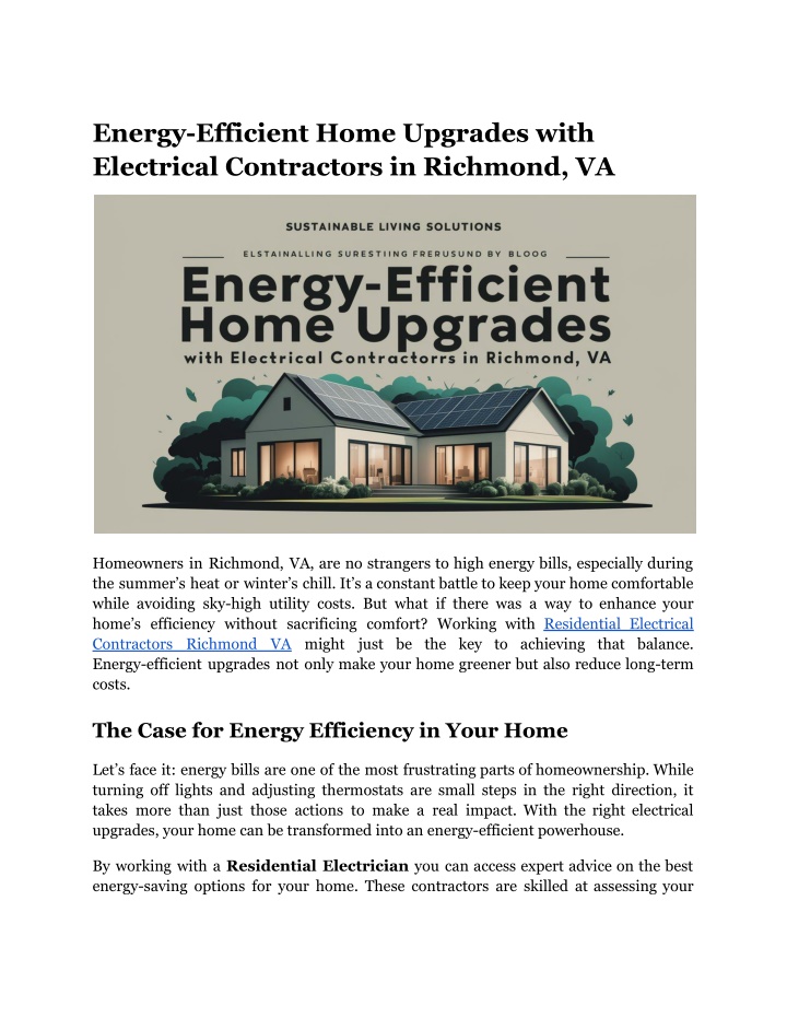energy efficient home upgrades with electrical n.w