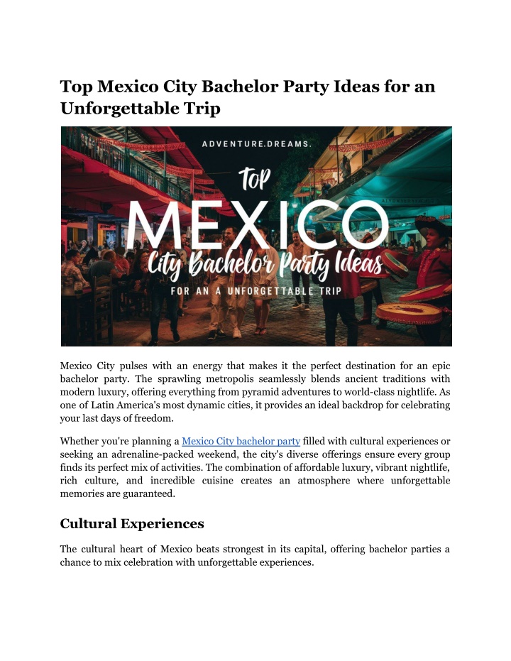 top mexico city bachelor party ideas n.w