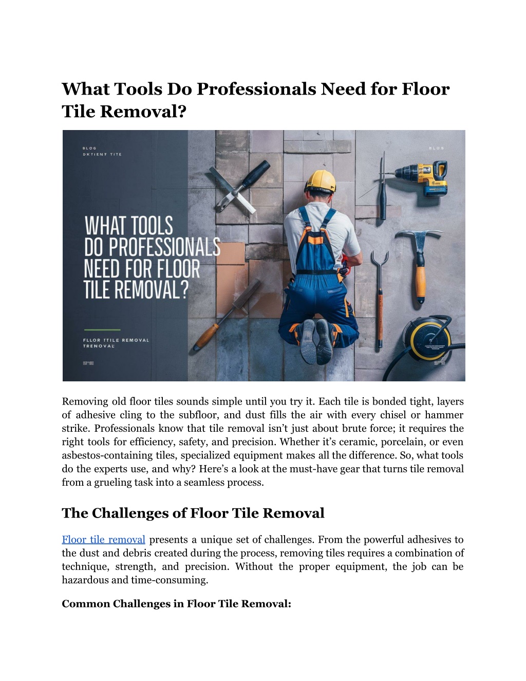 what tools do professionals need for floor tile l.w