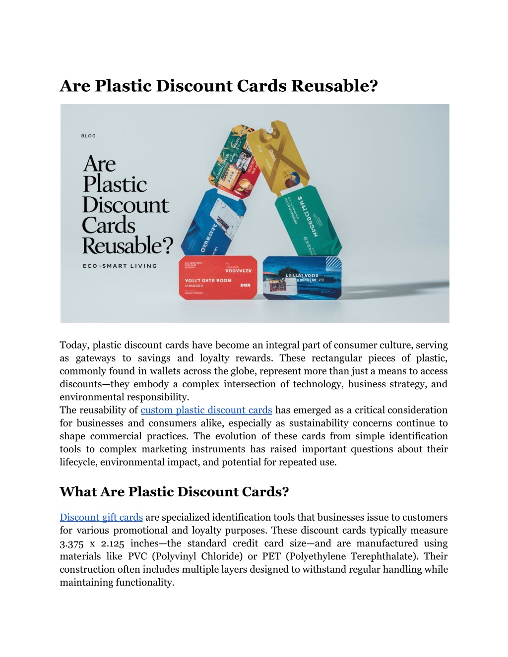 are plastic discount cards reusable l.w