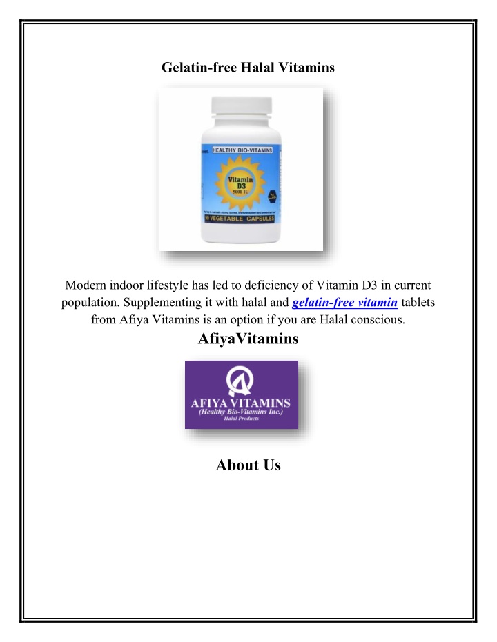 gelatin free halal vitamins n.w