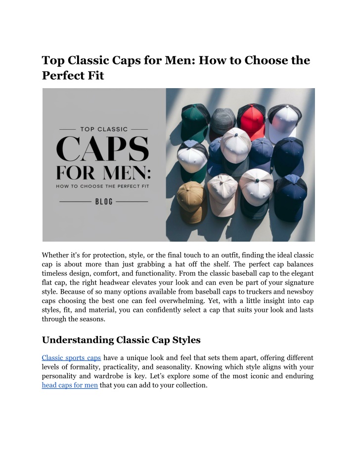 top classic caps for men how to choose n.w