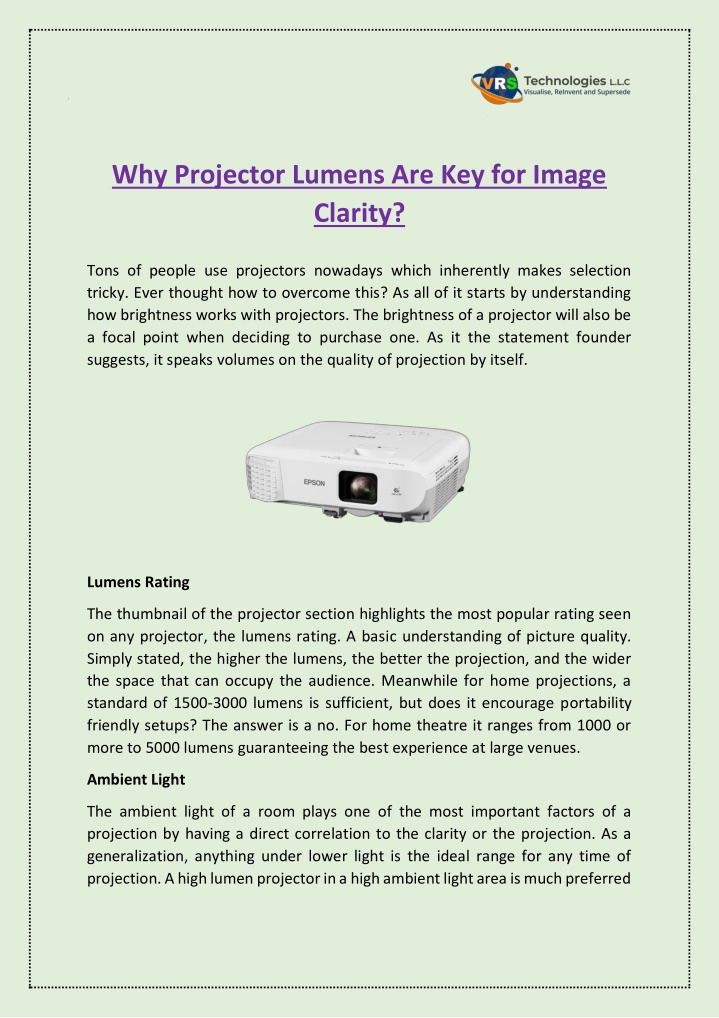 why projector lumens are key for image clarity n.w