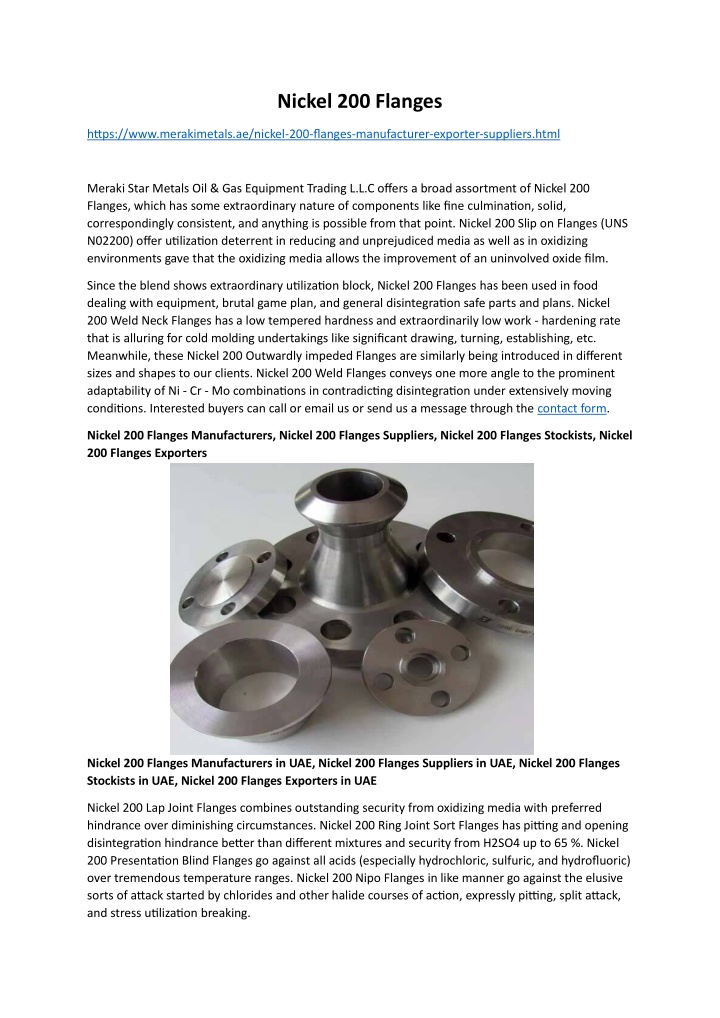 nickel 200 flanges n.w