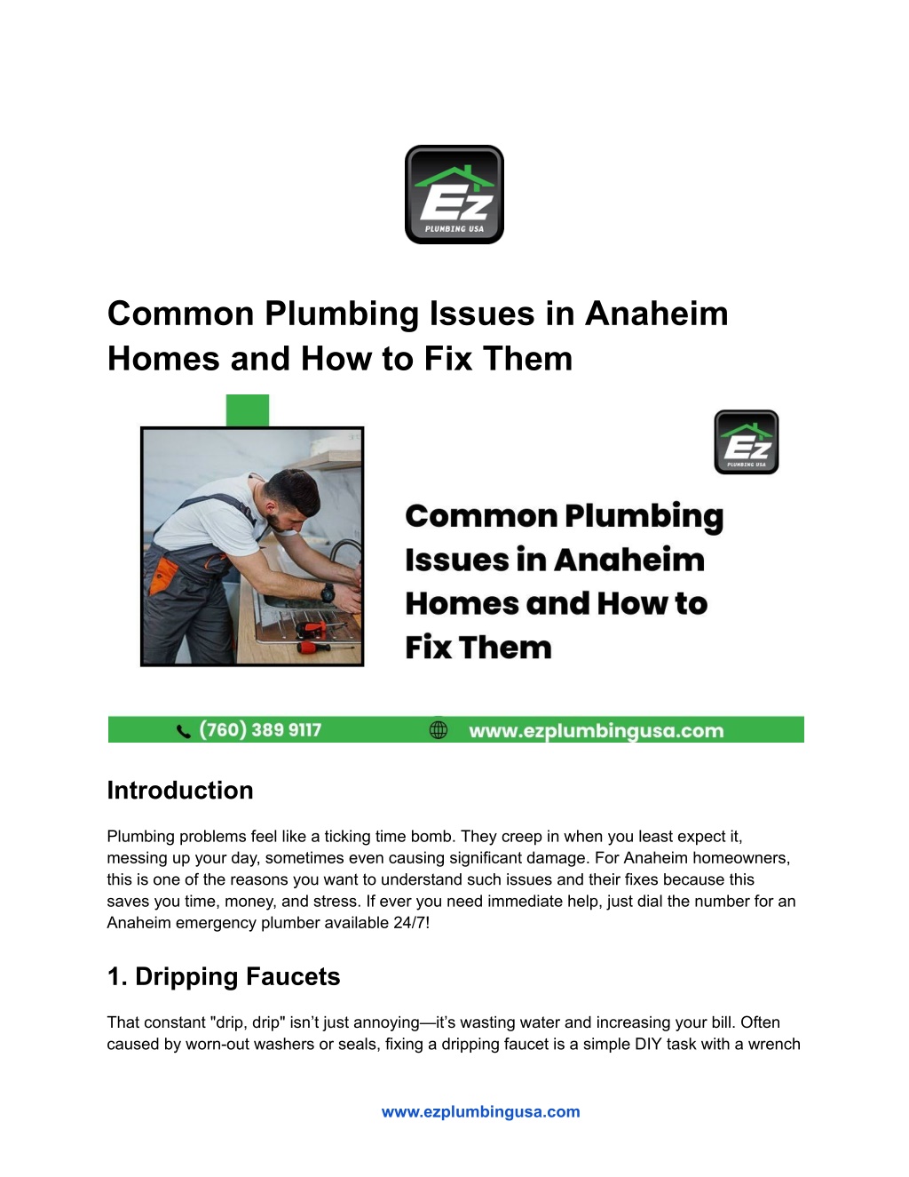 common plumbing issues in anaheim homes l.w