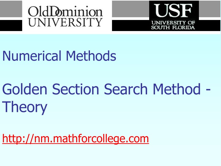 Golden Section Search Method - Theory