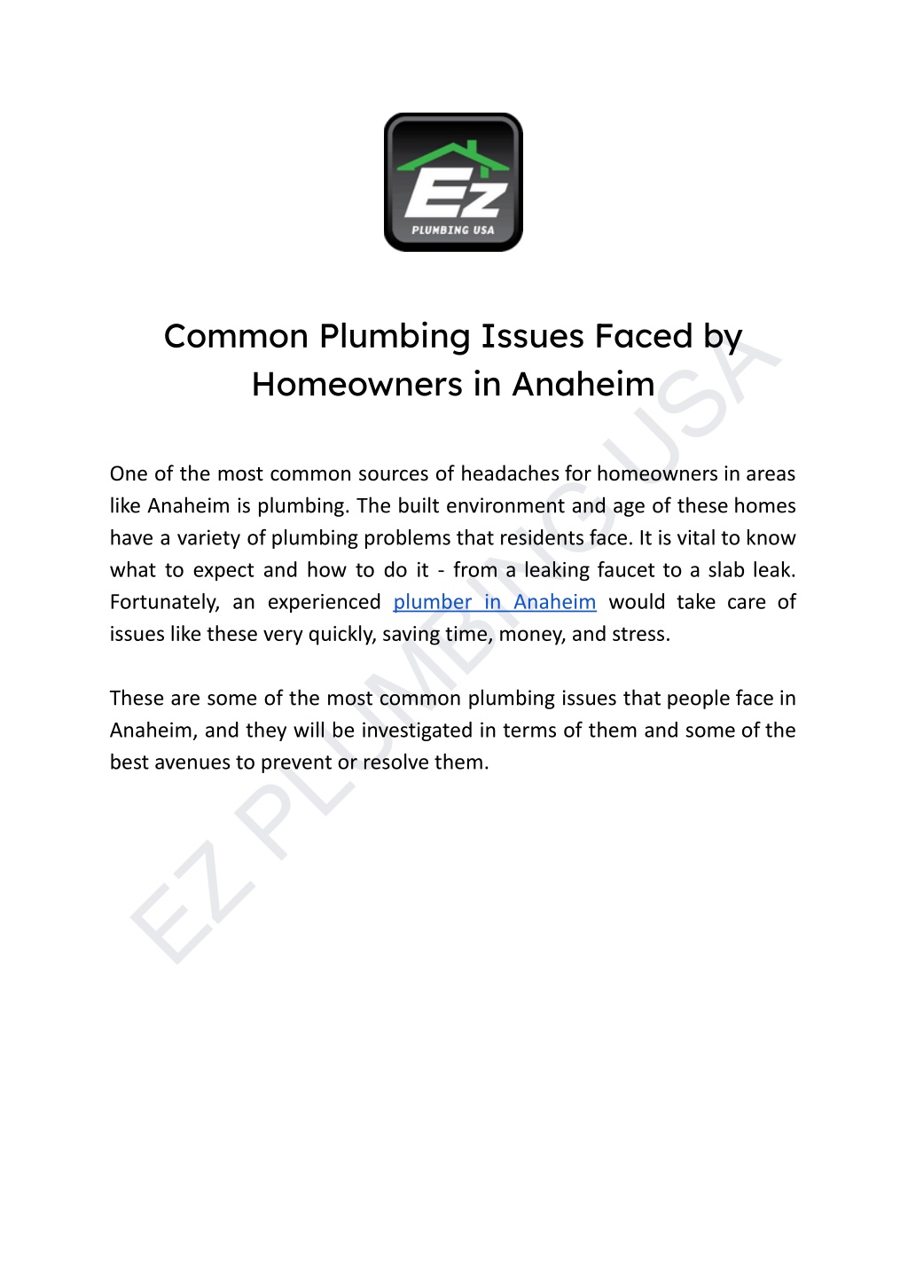 ez plumbing usa l.w