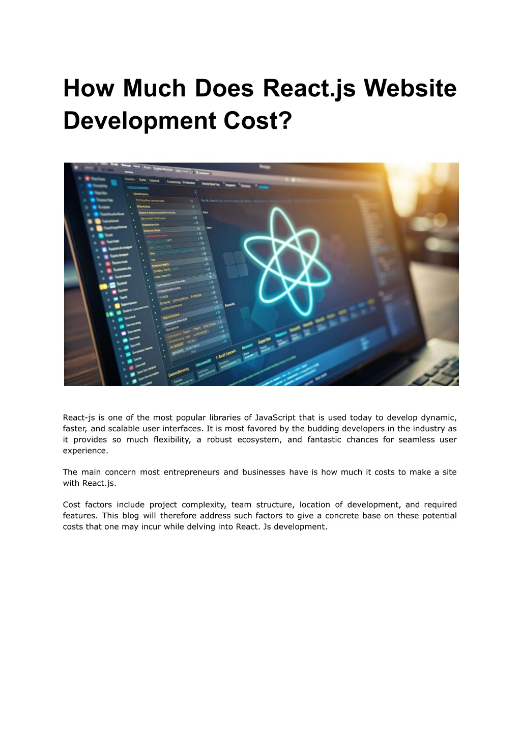 how much does react js website development cost l.w