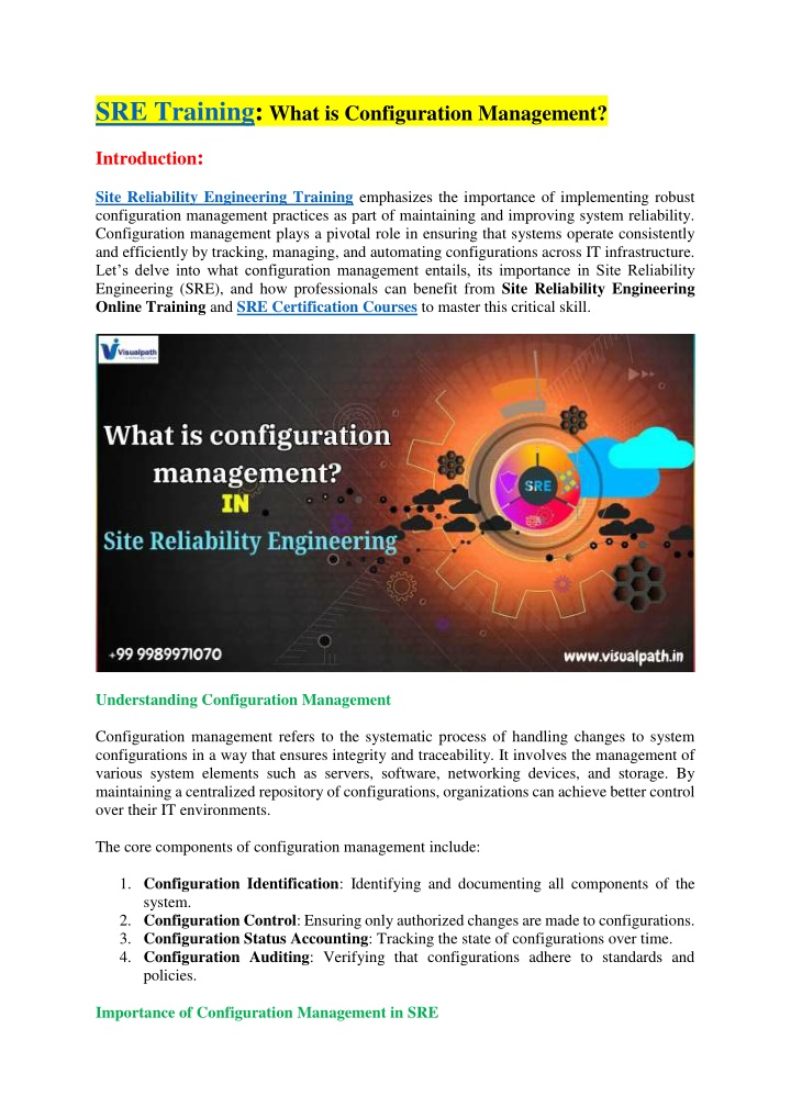 sre training what is configuration management n.w