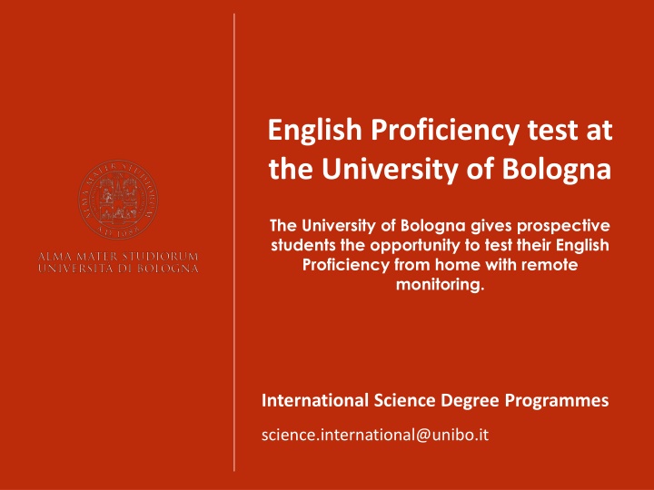 English Proficiency Test at University of Bologna: Remote Monitoring Option