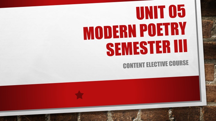 Modernist Poetry and Its Characteristics