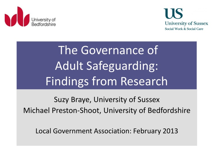 Governance of Adult Safeguarding: Research Findings and Challenges