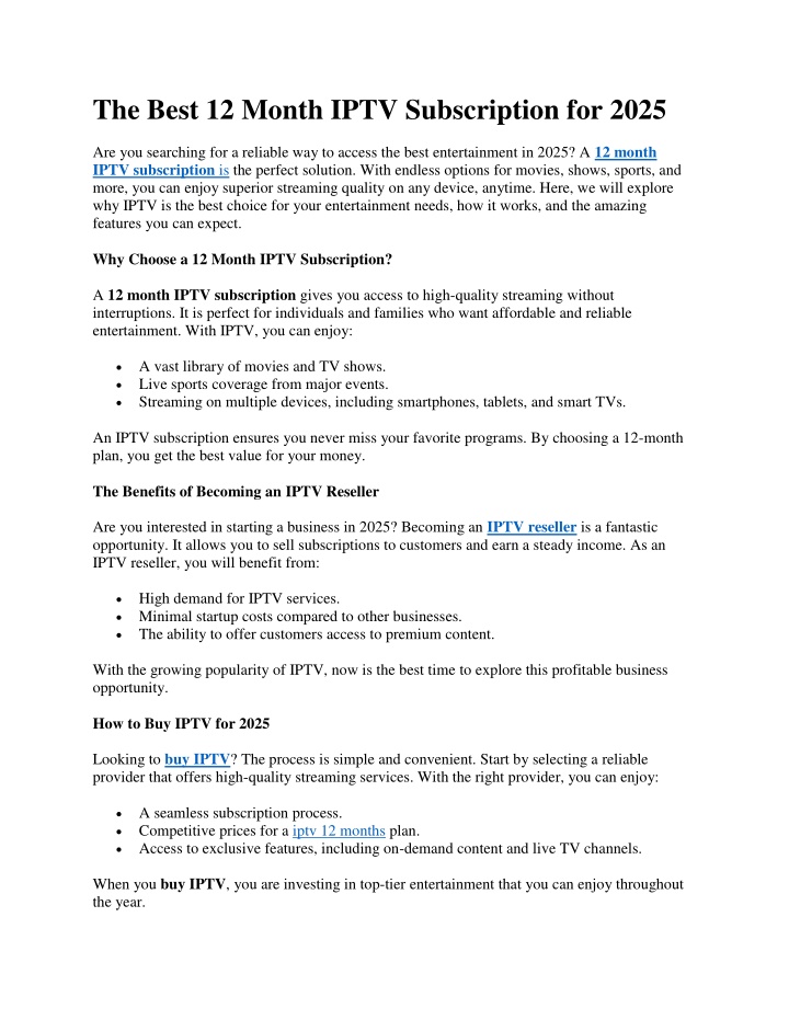 the best 12 month iptv subscription for 2025 n.w