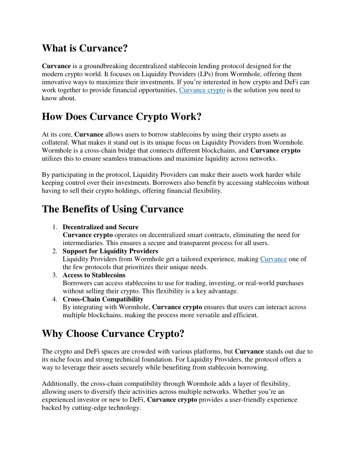 what is curvance n.w