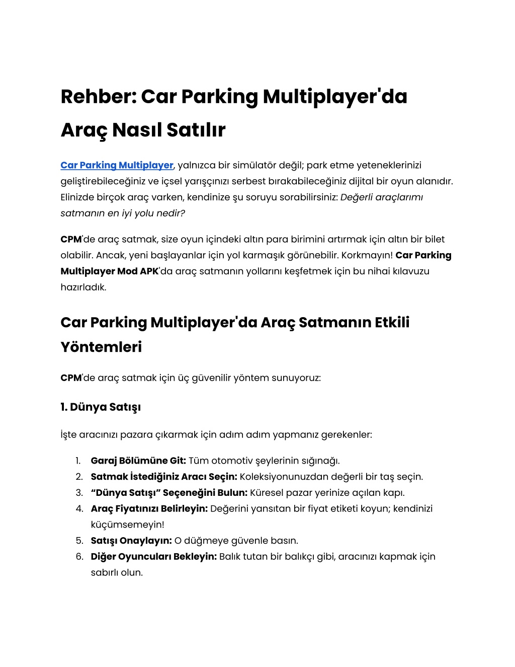 rehber car parking multiplayer l.w