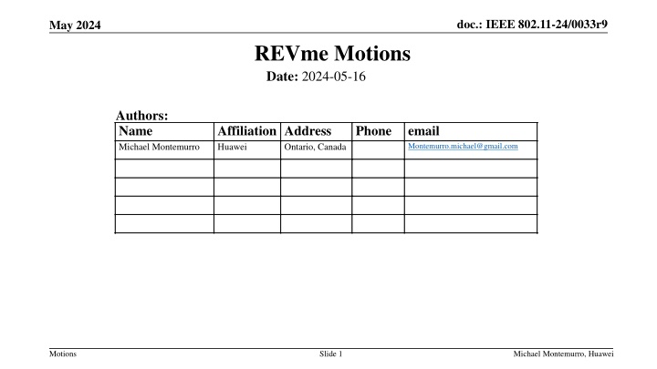 IEEE 802.11-24/0033r9 May 2024 Motions Summary