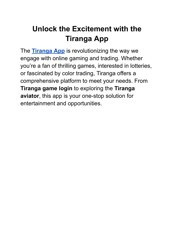unlock the excitement with the tiranga app n.w