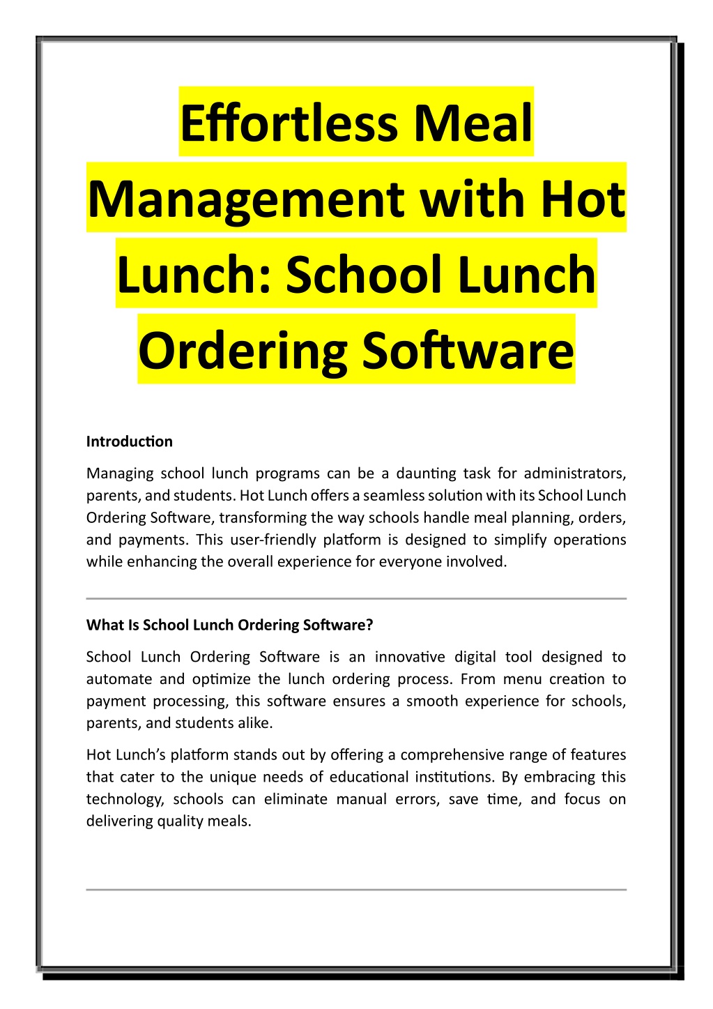 effortless meal management with hot lunch school l.w