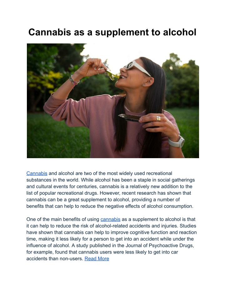 cannabis as a supplement to alcohol n.w