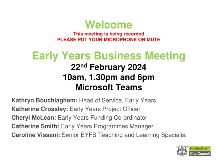 Early Years Business Meeting Update and Funding Consultation