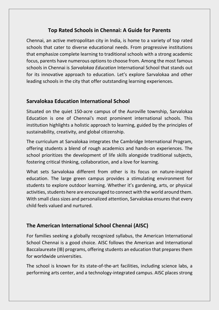 top rated schools in chennai a guide for parents n.w