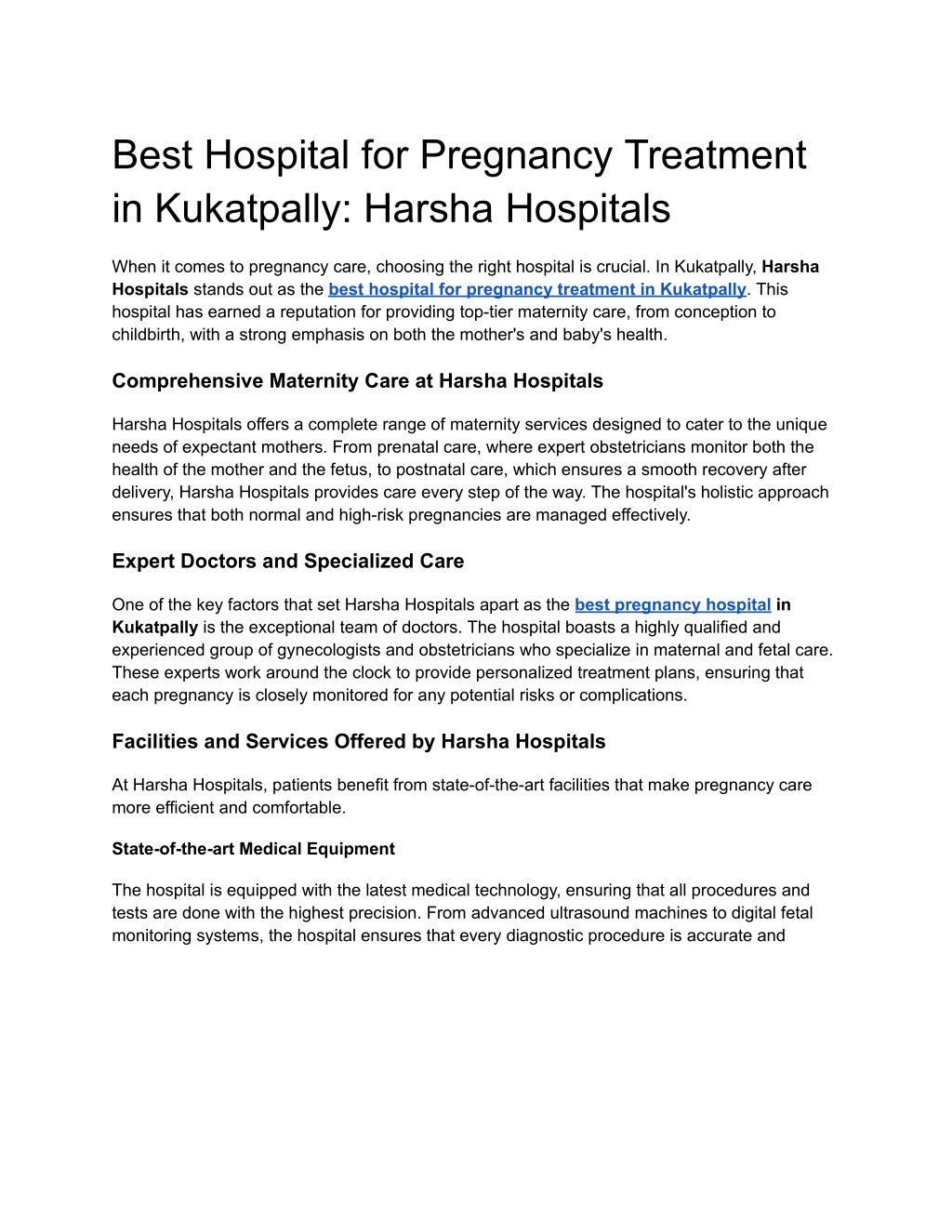 best hospital for pregnancy treatment l.w