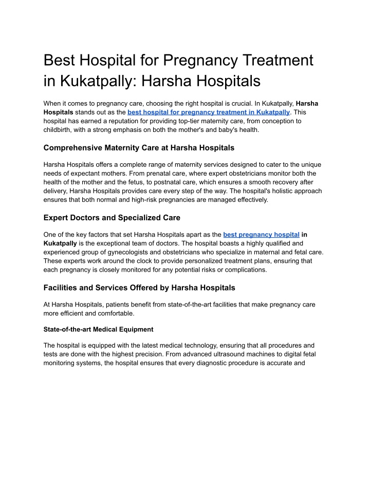 best hospital for pregnancy treatment n.w