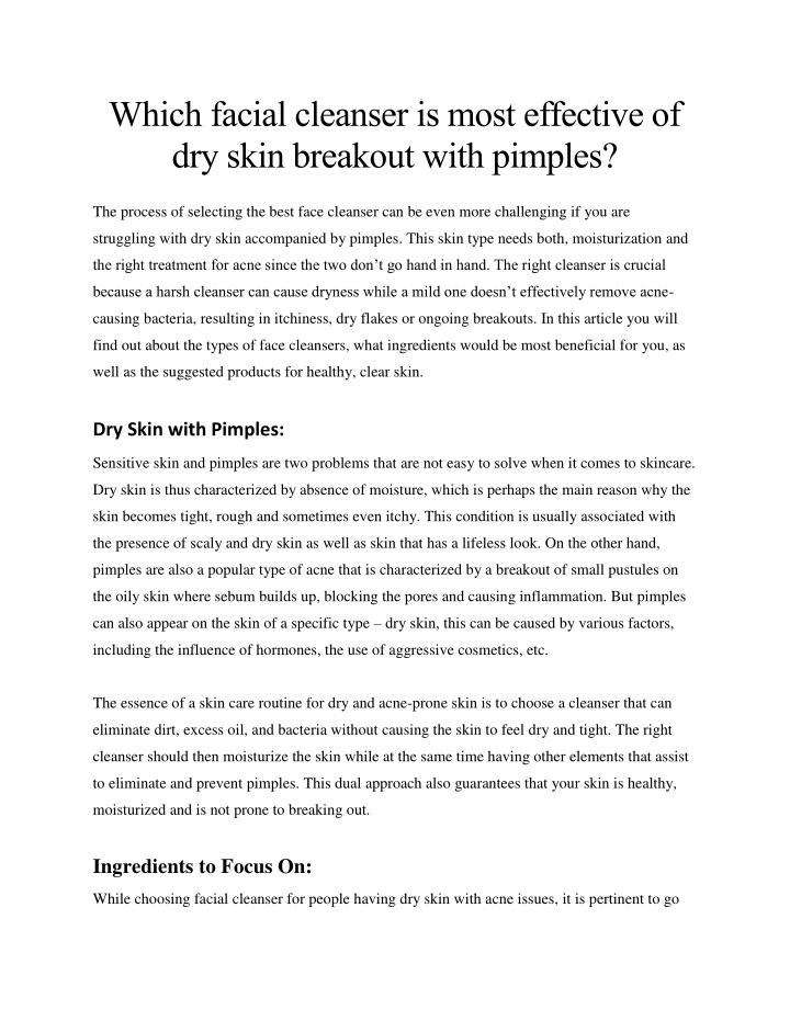 which facial cleanser is most effective n.w