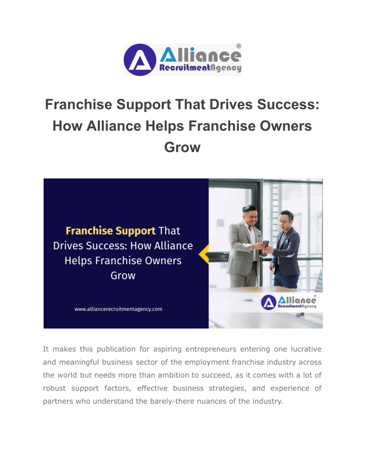 franchise support that drives success n.w